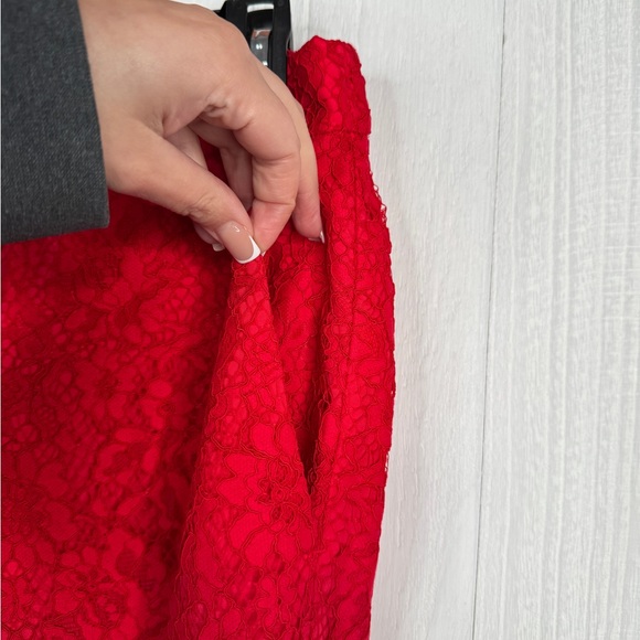 J Crew Red Lace Pull On Peyton Pants | High Rise Wide Leg - Picture 5 of 10